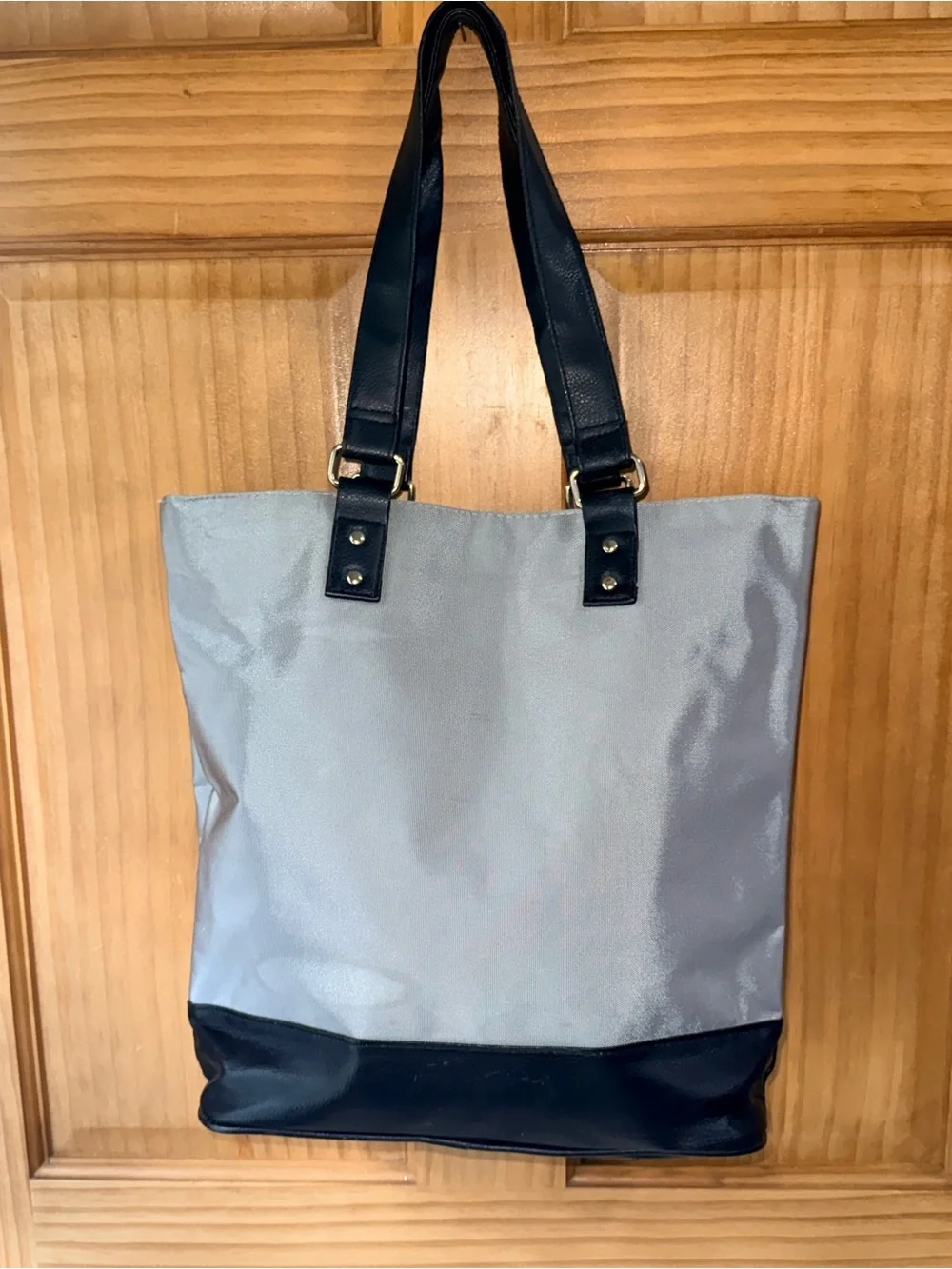 Calvin Klein Silver and Black Colorblock Tote- -EC - see pics for measurements